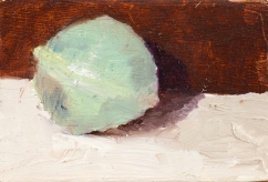 ball turquoise candy  3,5 x 5,4 x 1 cm. oil painting on matchbox